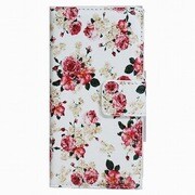IQ-G6-FW-A-WH [HUAWEIAscend G6 4G用 手帳型レザーケース 花柄 ホワイト]