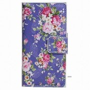IQ-G6-FW-B-PU [HUAWEIAscend G6 4G用 手帳型レザーケース 花柄 パープル]