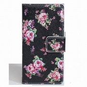 IQ-G6-FW-D-BK [HUAWEIAscend G6 4G用 手帳型レザーケース 花柄 ブラック]