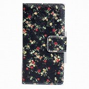 IQ-G6-SF-G-BK [HUAWEIAscend G6 4G用 手帳型レザーケース 小花柄 ブラック]