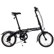 折りたたみ自転車 ノーパンクタイヤ 16型 外装6段変速 ブラック FDN-CC166AL