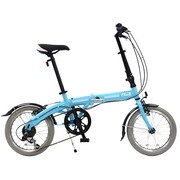 折りたたみ自転車 ノーパンクタイヤ 16型 外装6段変速 ブルー FDN-CC166AL