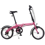 折りたたみ自転車 ノーパンクタイヤ 16型 外装6段変速 ピンク FDN-CC166AL