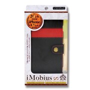 IMD-CA504BP [iPhone 6/6sケース レザーケース ブラック＆レッド]