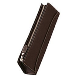 TRENDER LEATHER（トレンダーレザー） ペンケース 牛革 サイドチャック ダークブラウン TLPSF-05-DBN