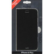 IPC655BOOKC1BLK [iPhone 6 Plusエコレザーカバー スタンド機能+カード収納ポケット付 横開き シンプルデザインケース ブラック]