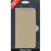 IPC655BOOKC1GOLD [iPhone 6 Plusエコレザーカバー スタンド機能+カード収納ポケット付 横開き シンプルデザインケース ゴールド]