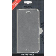 IPC655BOOKC1SIL [iPhone 6 Plusエコレザーカバー スタンド機能+カード収納ポケット付 横開き シンプルデザインケース シルバー]