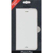 IPC655BOOKC1WHI [iPhone 6 Plusエコレザーカバー スタンド機能+カード収納ポケット付 横開き シンプルデザインケース ホワイト]