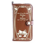 ディズニーキャラクター Old Book Case 手帳型ケース [iPhone 6/6s専用 ミッキー＆ミニー ブラウン]