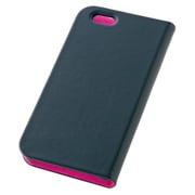 TD-2012-006 [iPhone 6/6s 4.7インチ用 サイドフリップ本革ケース ネイビー×ビビットピンク]