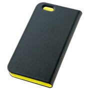 TD-2012-009 [iPhone 6/6s 4.7インチ サイドフリップ リアルレザーケース ブラック×ライトイエロー]