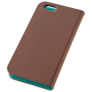TD-2012-007 [iPhone 6/6s 4.7インチ サイドフリップ リアルレザーケース ブラウン×ターコイズ]