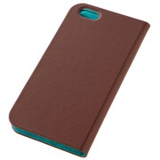 TD-2016-007 [iPhone 6 Plus/6s Plus 5.5インチ サイドフリップリアルレザーケース ブラウン×ターコイズ]