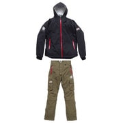 1339800 [レインスーツ 上下セット Abu Garcia Rain Suits Mサイズ ブラック×カーキ]