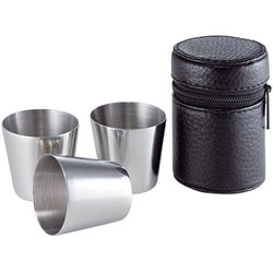 ステンレスカップ3P 革ケース付 カップセット BM-242