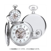 懐中時計 手巻き スケルトン 両面開閉式 シルバー/ホワイト 90004-02