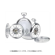 懐中時計 手巻き スケルトン 両面開閉式 シルバー/ホワイト 90005-01