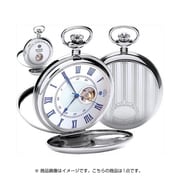 懐中時計 手巻き スケルトン 両面開閉式 シルバー/ホワイト 90051-01
