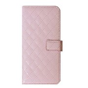 SW-LT1304-PC [iPhone 6 4.7インチ用 Leather Case 本革二つ折り横開き エナメルキルティング ピーチ]