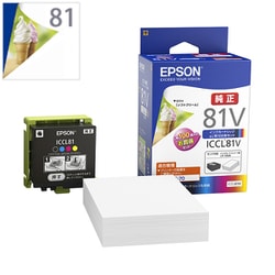 ヨドバシ.com - エプソン EPSON インクカートリッジ ソフトクリーム 4色一体型＋写真用紙L判100枚セット ICCL81V  通販【全品無料配達】