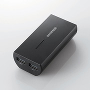 タブレット スマートフォン用 モバイルバッテリー 5200mAh USB出力:2ポート 最大合計:3A ブラック DE-M01L-5230BK