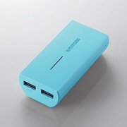タブレット スマートフォン用 モバイルバッテリー 5200mAh USB出力：2ポート 最大合計：3A ブルー DE-M01L-5230BU
