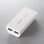 タブレット スマートフォン用 モバイルバッテリー 5200mAh USB出力:2ポート 最大合計:3A ホワイト DE-M01L-5230WH