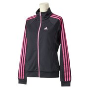 M39574-DDQ02-J/L [Essentials 3S ウォームアップジャケット レディース Lサイズ ブラック×ソーラーピンク]