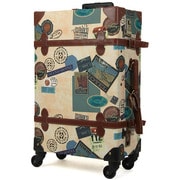 スタンプ柄トランクキャリー 旅行日数目安:2~3泊 41L ベージュスタンプ 7104-56