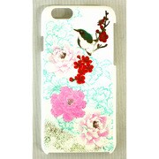 I6-MK0-025 [iPhone 6 4.7インチ用ケース 小鳥と牡丹 白]