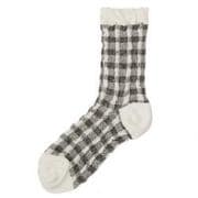 シルクソックス レディース ギンガムチェック ブラック 22-24cm
