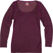 ブレスサーモ・ライトウエイトラウンドネック長袖シャツ レディース M ワイン [73CW50166]