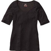 ブレスサーモ・ライトウエイトラウンドネック半袖シャツ レディース L ブラック [73CW50409]