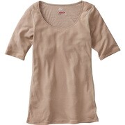 ブレスサーモ・ライトウエイトラウンドネック半袖シャツ レディース S ベージュ [73CW50449]