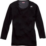 ブレスサーモ・ミドルウエイトラウンドネック8分袖シャツ レディース S ブラック [73CW31209]