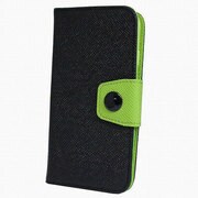 IQ-IP6KA-BKGR [iPhone 6専用 レザーケース カラフル ツートン 手帳型 ブラック×グリーン]
