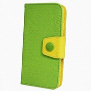 IQ-IP6KA-GRYE [iPhone 6専用 レザーケース カラフル ツートン 手帳型 グリーン×イエロー]