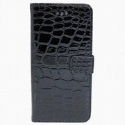 IQ-IP6WA-BK [iPhone 6専用 レザーケース ワニ柄 エナメル 手帳型 ブラック]