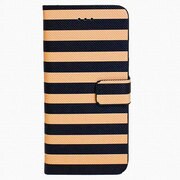 IQ-IP6B1-BKBG [iPhone 6専用 レザーケース ボーダー1 手帳型 ブラック×ベージュ]