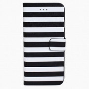 IQ-IP6B1-BKWH [iPhone 6専用 レザーケース ボーダー1 手帳型 ブラック×ホワイト]