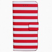 IQ-IP6B1-RDWH [iPhone 6専用 レザーケース ボーダー1 手帳型 レッド×ホワイト]