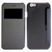 IQ-IP6KO-BK [iPhone 6専用 フリップケース 小窓付き 横開き 手帳型 ブラック]