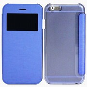 IQ-IP6KO-BL [iPhone 6専用 フリップケース 小窓付き 横開き 手帳型 ブルー]