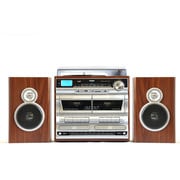 Wカセットマルチレコードプレーヤー ブラウンウッド調 VS-M003