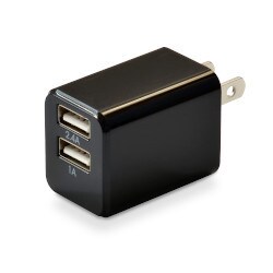 USB充電器 cubeタイプ 最大出力2.4A USB-A×2 軽量 コンパクト 折畳式プラグ ブラック CUBEAC224BK