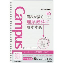 学習罫キャンパス ルーズリーフ 図表罫 7mm B5 100枚 ノ-F836AK