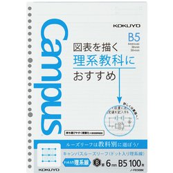 キャンパス ルーズリーフ 図表罫 6mm罫 B5 26穴 100枚 ノ-F836BK