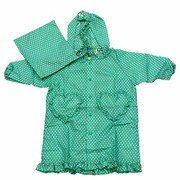キッズレインコート 子供用 100cm ドット柄 グリーン 6731805-100