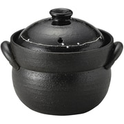 萬古焼 2合炊きご飯釜 黒釉線紋 13433